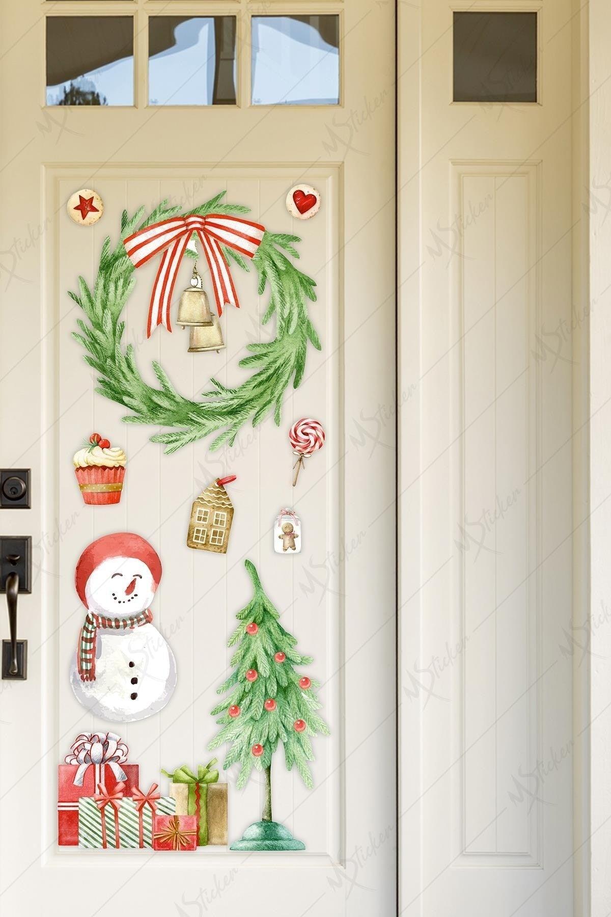 Christmas Door Decoration Sticker, Christmas Decoration Glass Wall Door Sticker Set - Swordslife