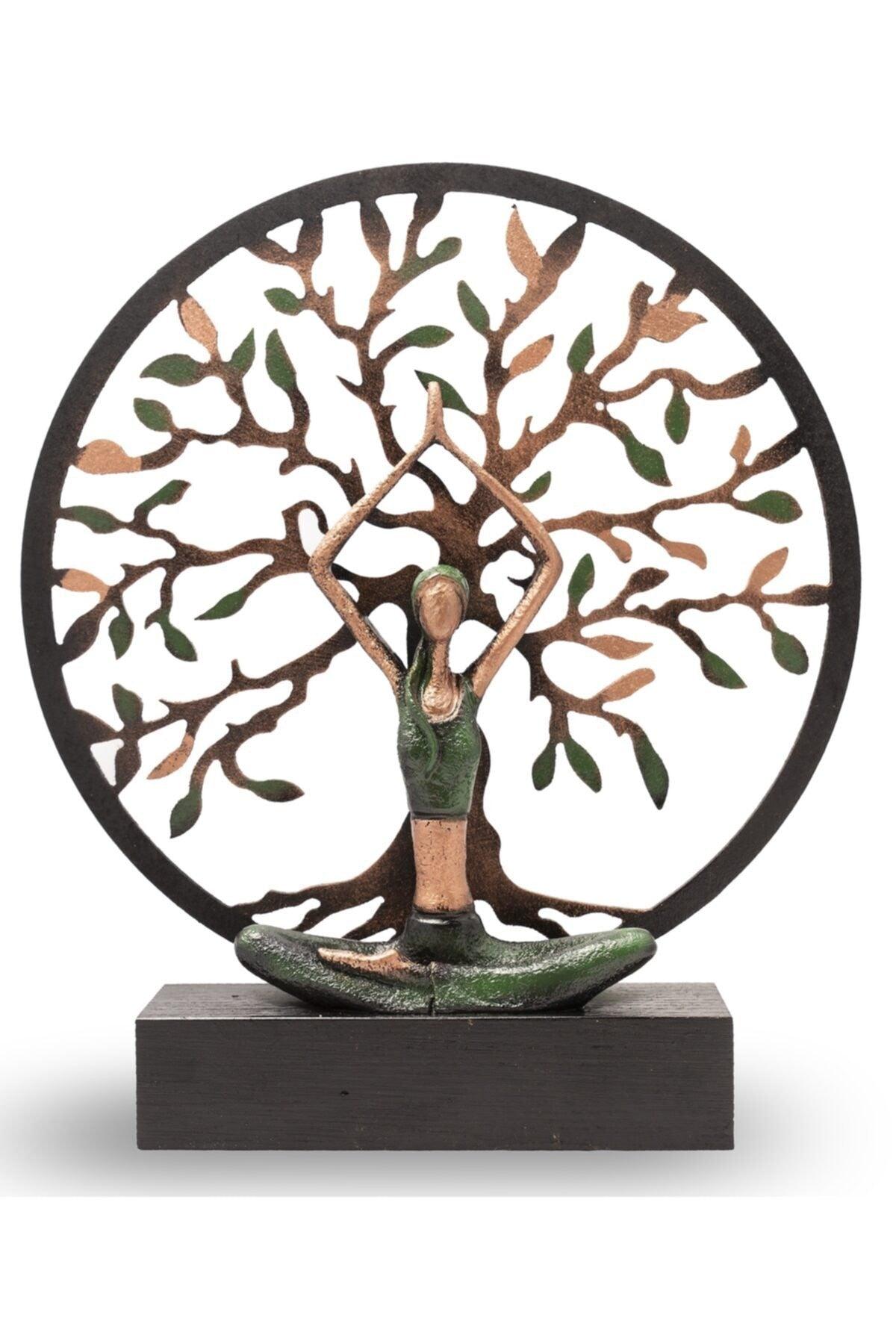 Woman Practicing Yoga Big Green Tree of Life - Swordslife