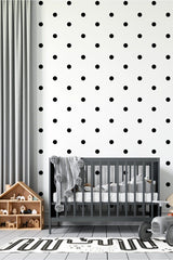 Round Polka Dot Wall Sticker Baby And Kids Room Decorative Decal Sticker 4x4cm Black 200 Pcs - Swordslife