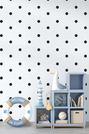 Round Polka Dot Wall Sticker Baby And Kids Room Decorative Decal Sticker 4x4cm Black 200 Pcs - Swordslife