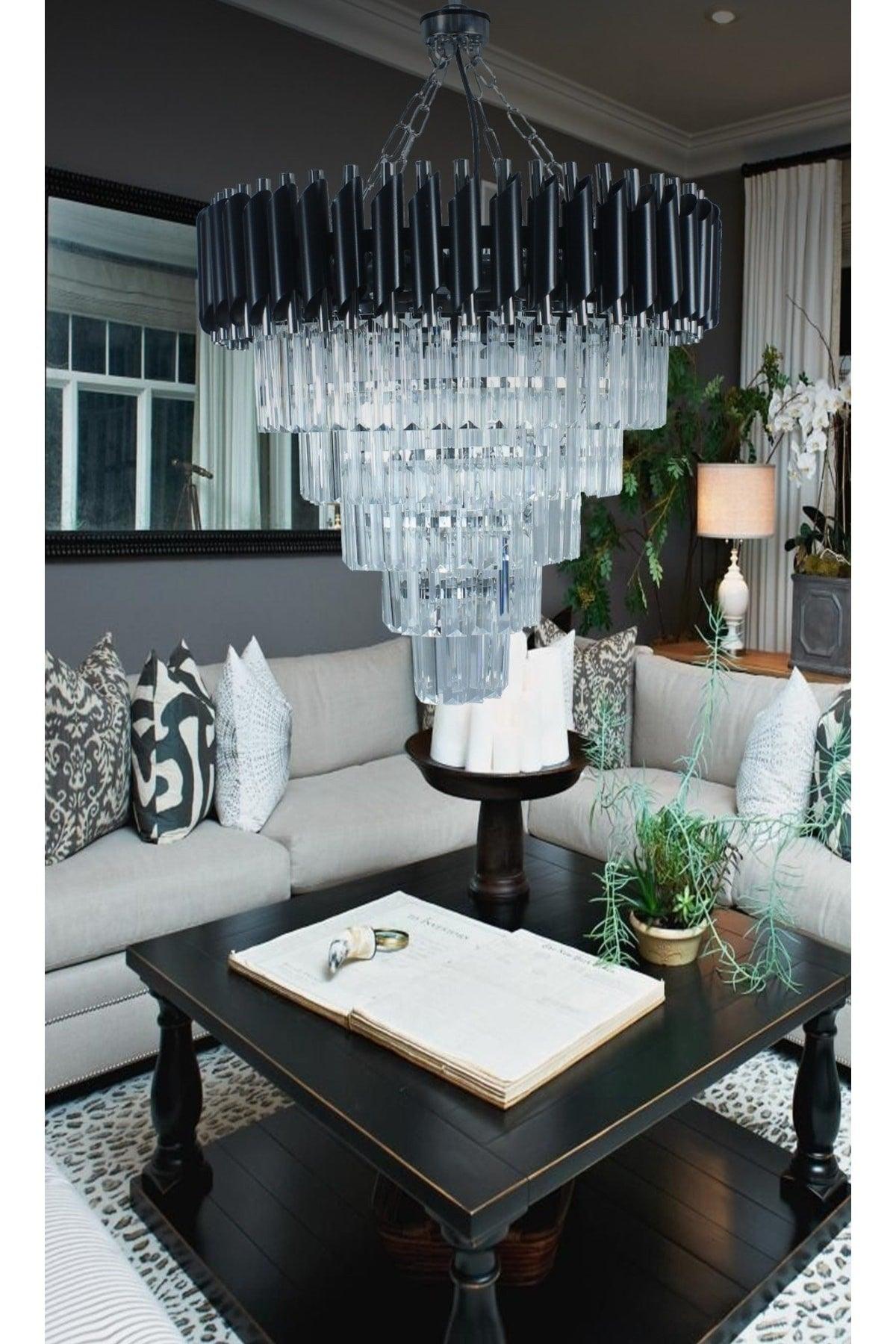 Zamira 55 Cm Slver Crystal Stone Luxury Chandelier - Swordslife