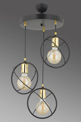 Zeren 3 Piece Modern Design Gold Black Pendant Chandelier - Swordslife