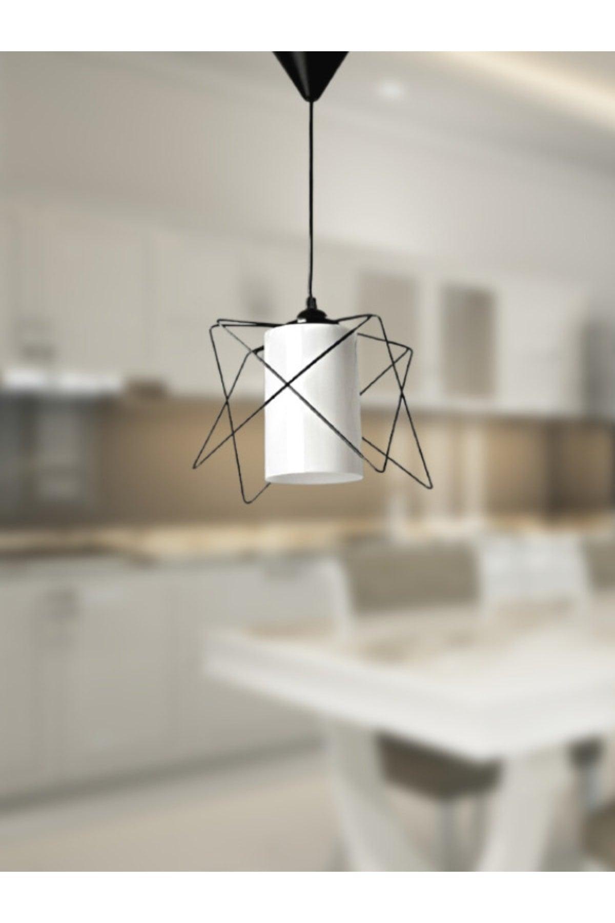 Zigzag Single White Mica Black Pendant Chandelier - Swordslife