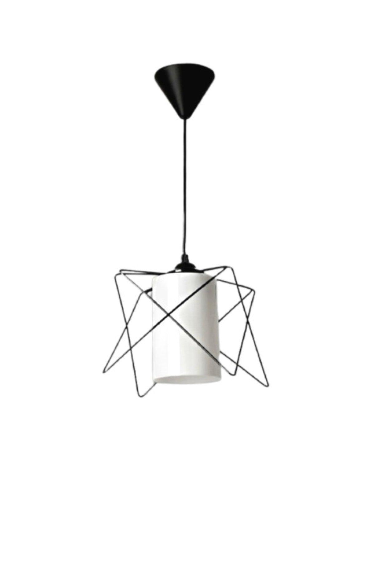 Zigzag Single White Mica Black Pendant Chandelier - Swordslife