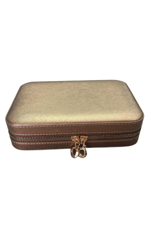 Zippered Leather (wooden Case) Large Size Jewelry, Travel And Jewelry Bag, Box Copper (14x21 Cm) - Swordslife