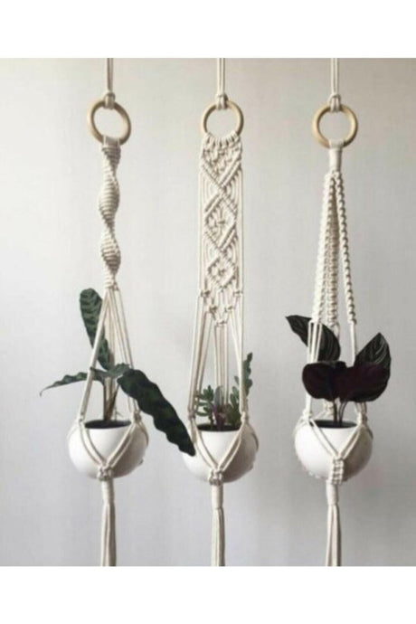 Zoe Macrame Flowerpot Wall Ornament Decoration 3 Pieces Custom Design - Swordslife