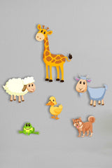 Giraffe Sheep Goat Duck Duck Frog Dog Figure Wooden Kids Room Wall Art - Sticker - Swordslife